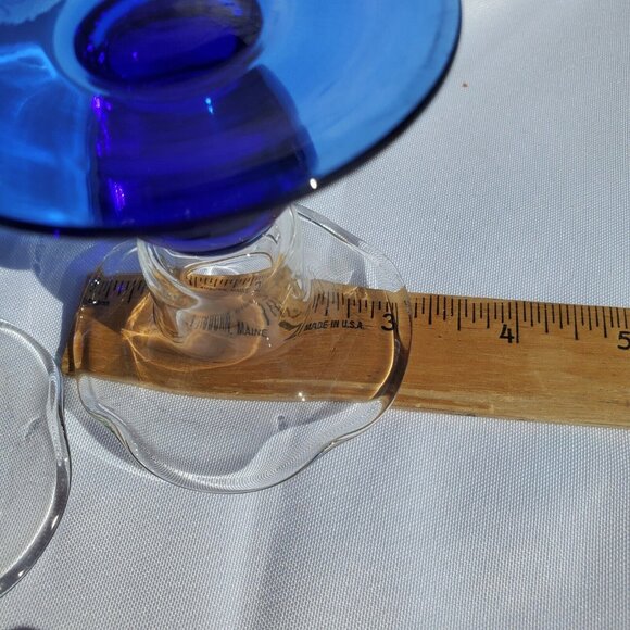 Princess House Sapphire Ruffled Candle Holders 3" taper crystal elegant cobalt - Picture 6 of 7